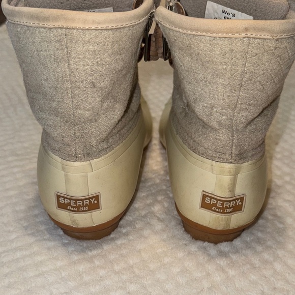 🥾 Sperry Saltwater Duck Boots – Off-White & Light Gray Wool, Size 6 - Picture 8 of 13